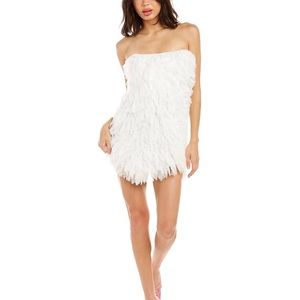 NWT LoveShackFancy Calandre White Ruffle‎ Strapless Mini Dress - Size 2
